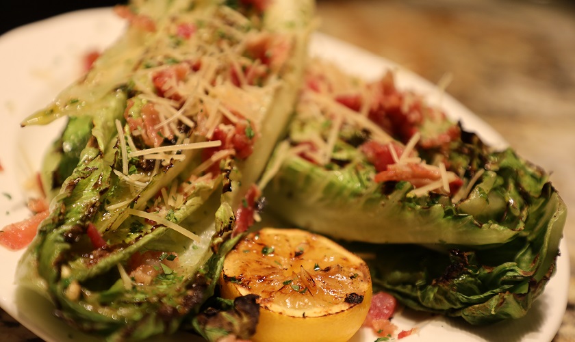 Grilled Romaine Salad with Charred Lemon Vinaigrette