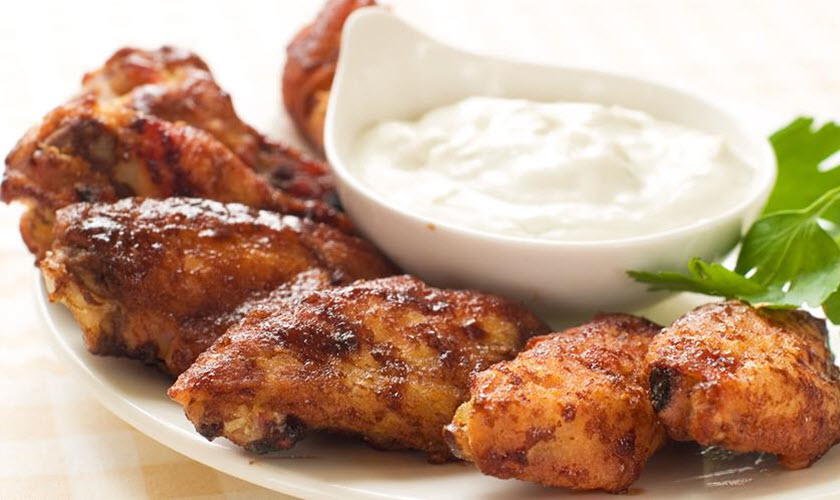 Wings and blue cheese dressing
